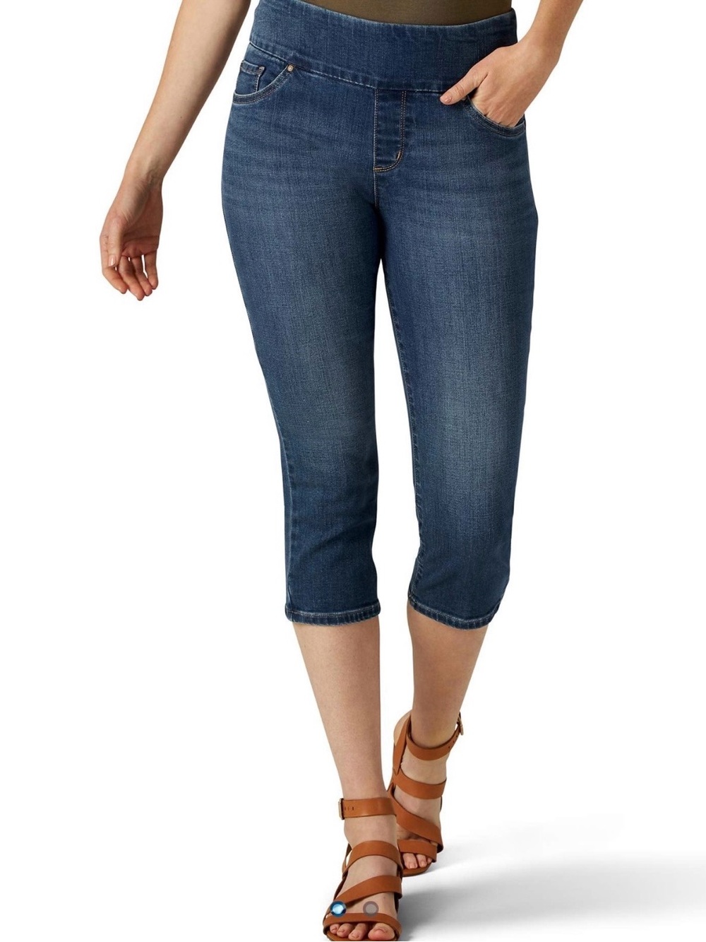 Lee Sculpting Stretch Pull on Capri Jeans - Dark Blue, 16